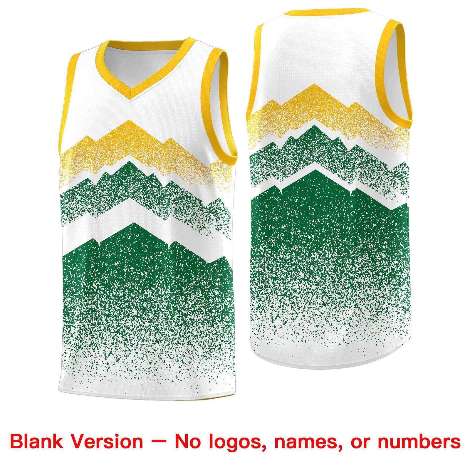 Personalized Youth Basketball Jerseys   White Kelly Green Gradient Mountain Design Uniforms