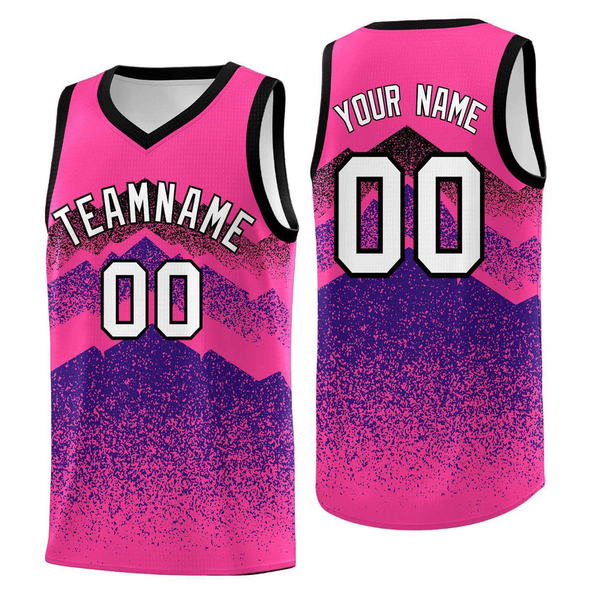 Personalized Youth Basketball Jerseys   Pink Purple Gradient Mountain Design Uniforms