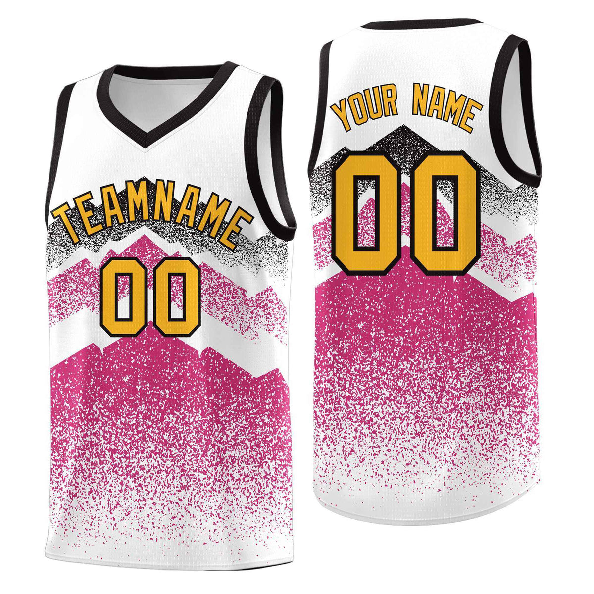 Personalized Youth Basketball Jerseys   White Rose Red Gradient Mountain Design Uniforms