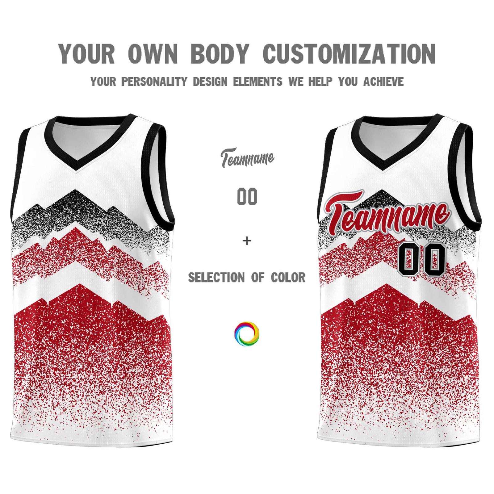 Personalized Youth Basketball Jerseys   White Red Gradient Mountain Design Uniforms