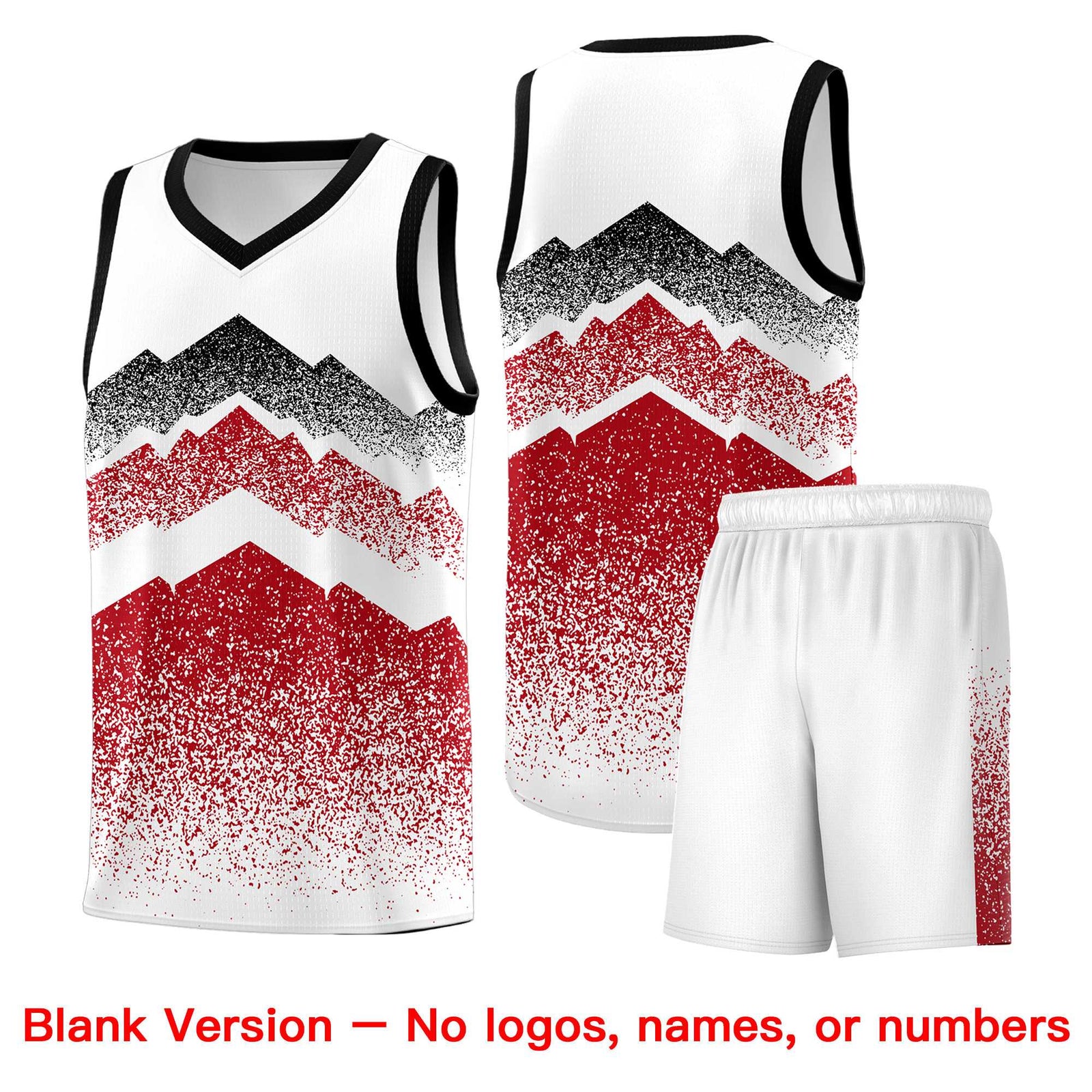 Personalized Youth Basketball Jerseys   White Red Gradient Mountain Design Uniforms