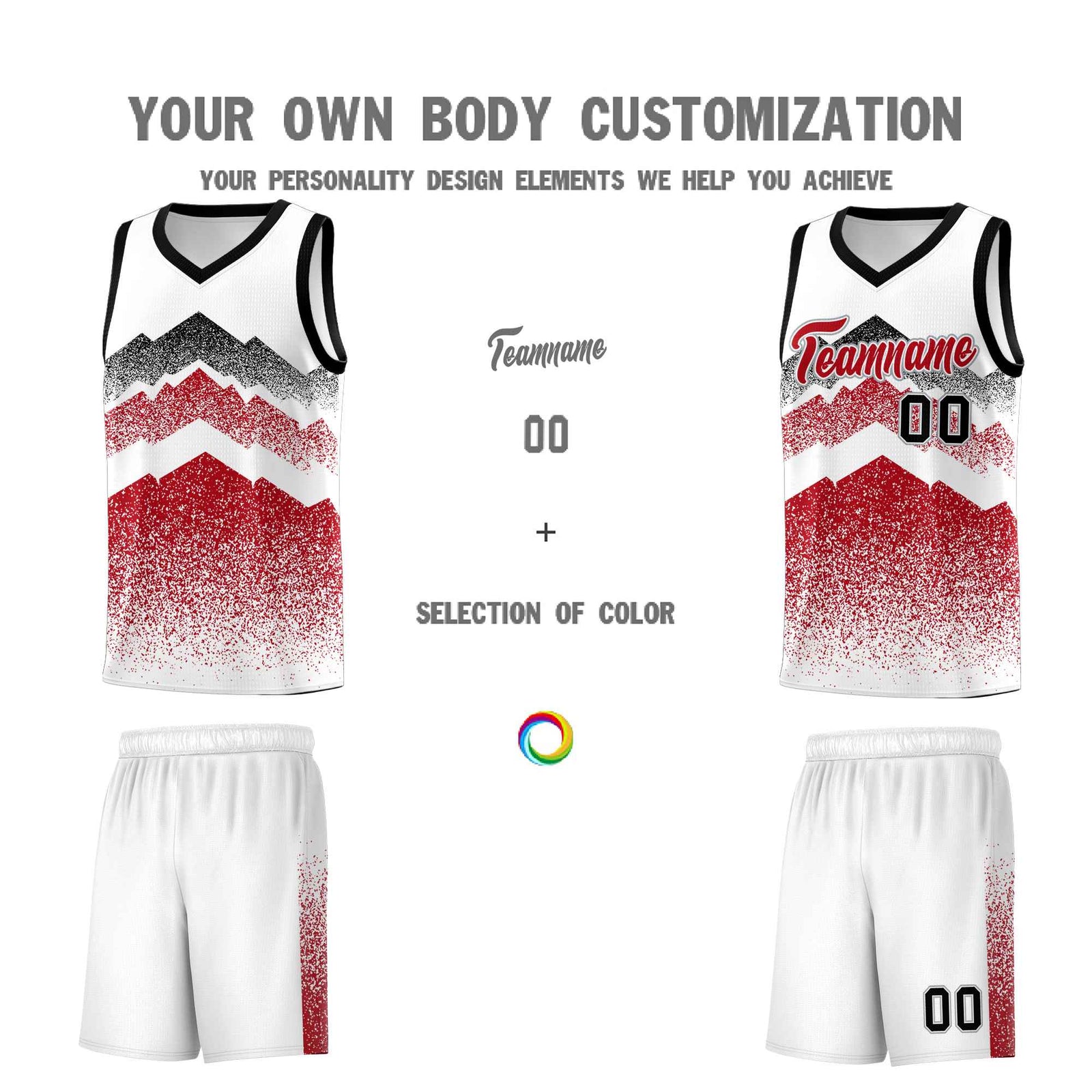 Personalized Youth Basketball Jerseys   White Red Gradient Mountain Design Uniforms