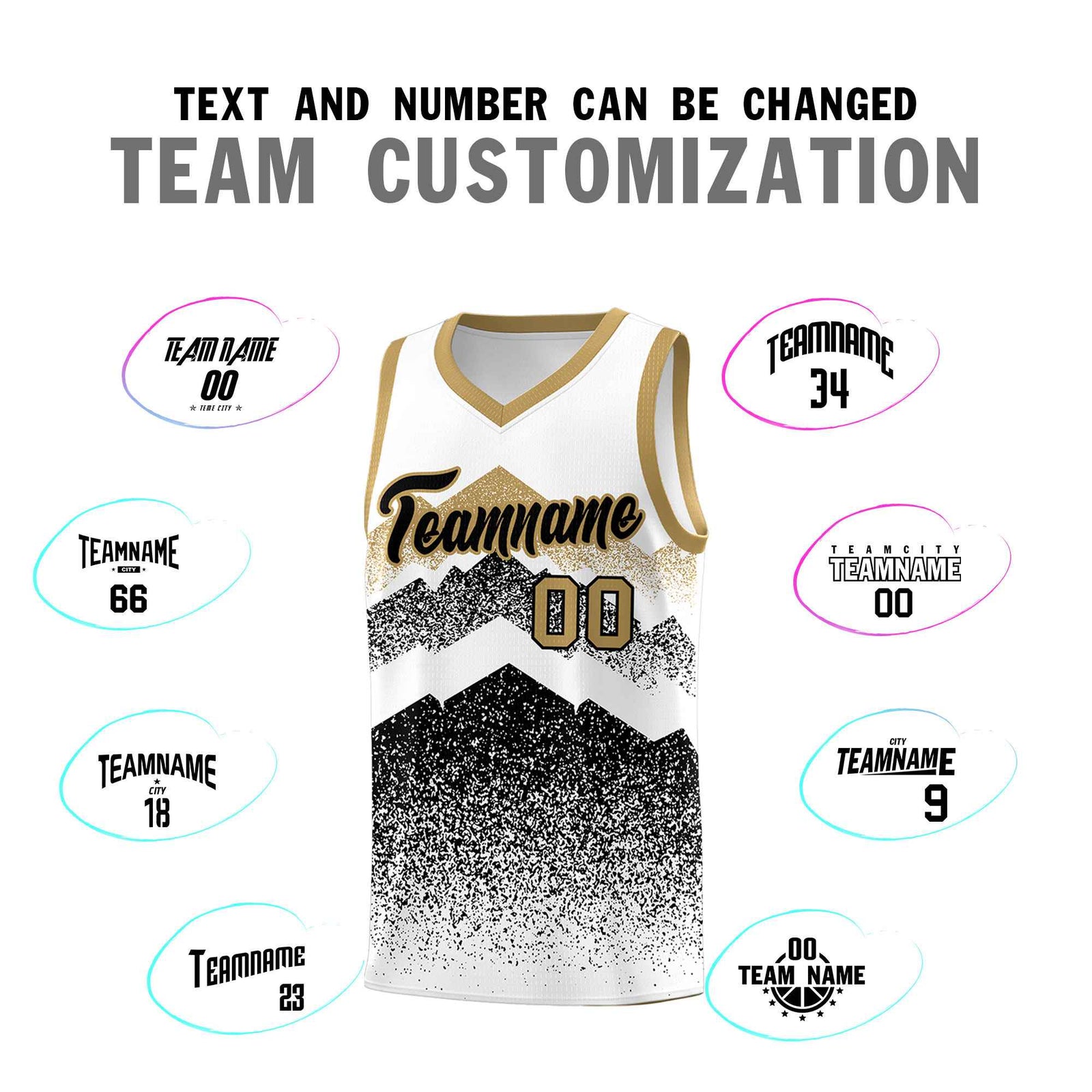 Custom Youth Basketball Jerseys White Black Gradient Mountain Design Uniforms