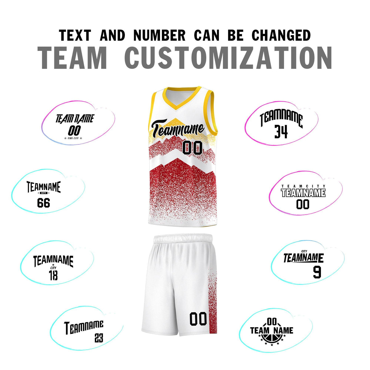 Custom Youth Basketball Jerseys White Red Gradient Mountain Design Uniforms