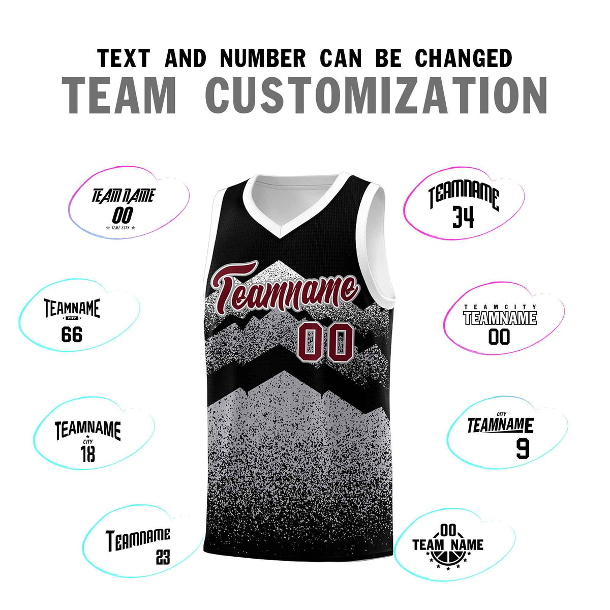Personalized Youth Basketball Jerseys   Black Gray Gradient Mountain Design Uniforms