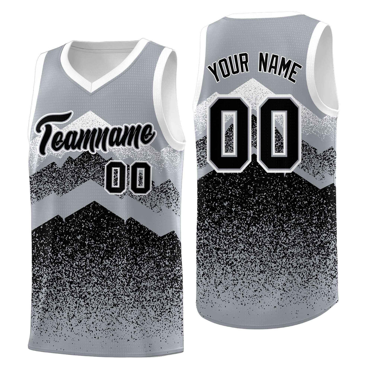 Personalized Youth Basketball Jerseys   Gray Black Gradient Mountain Design Uniforms
