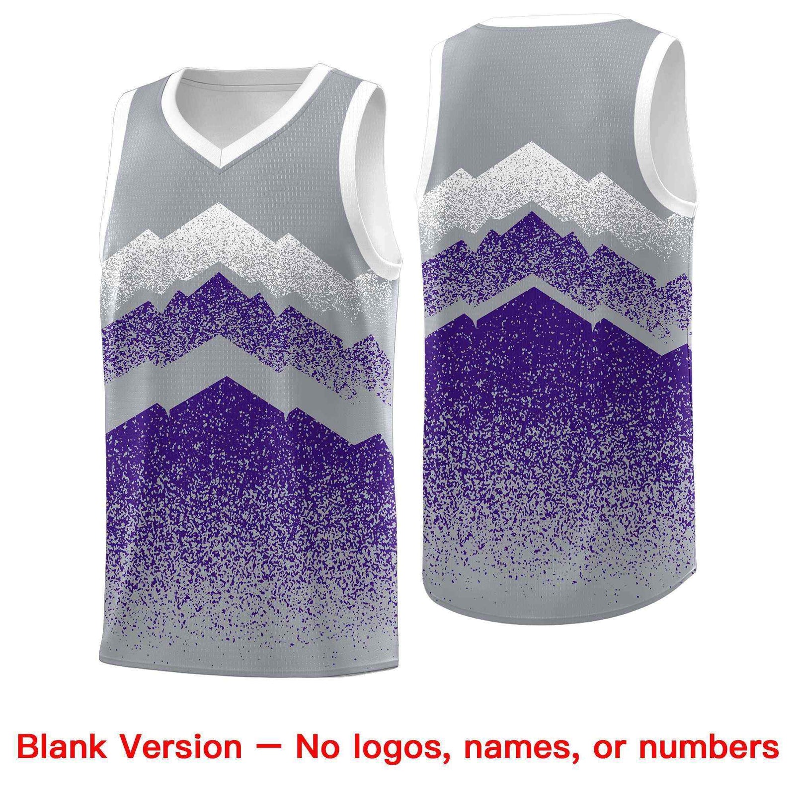 Custom Youth Basketball Jerseys Gray Purple Gradient Mountain Design Uniforms
