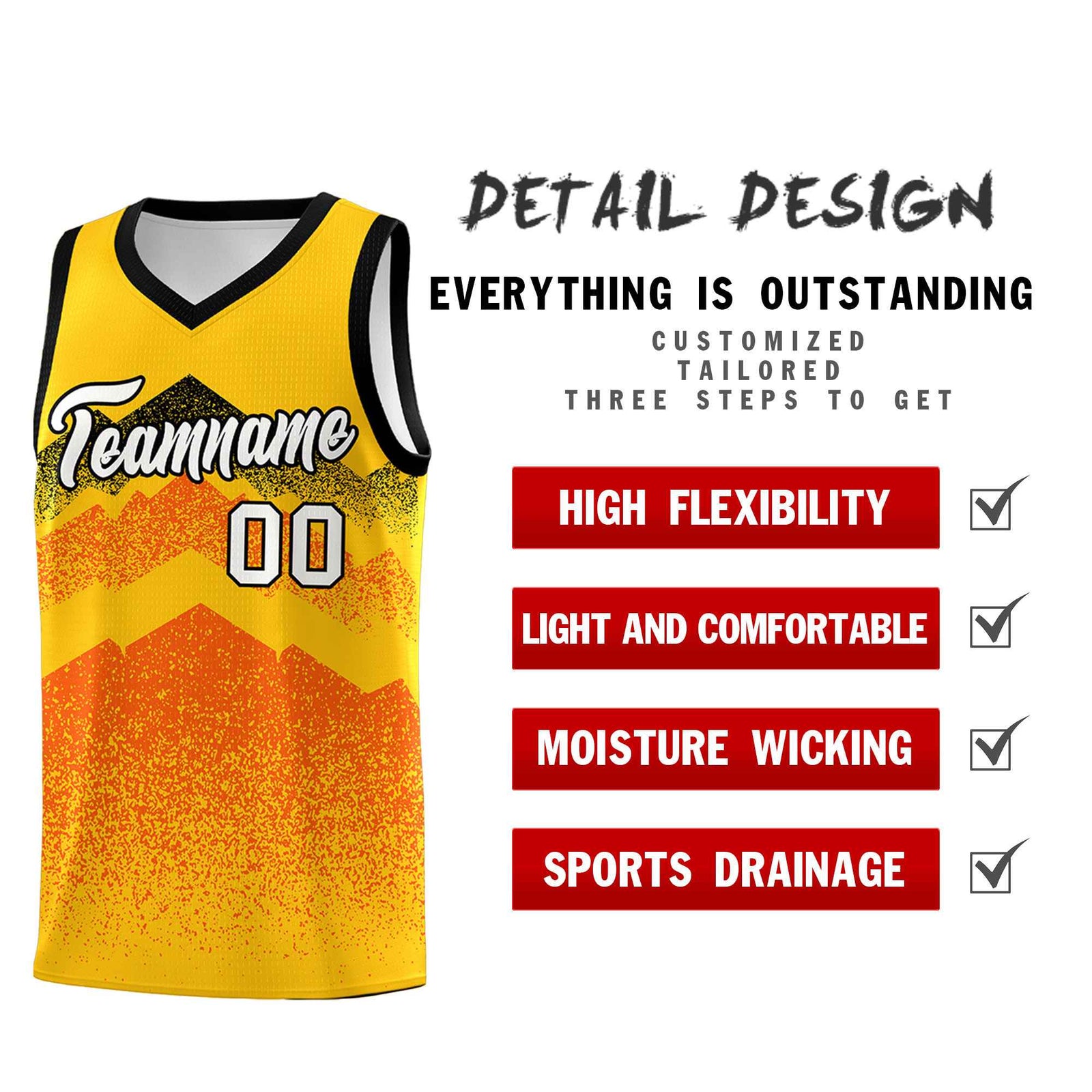 Personalized Youth Basketball Jerseys   Yellow Orange Gradient Mountain Design Uniforms