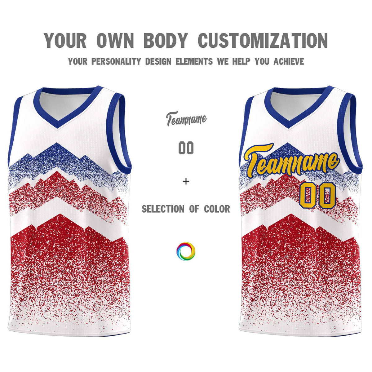 Custom Youth Basketball Jerseys White Red Gradient Mountain Design Uniforms