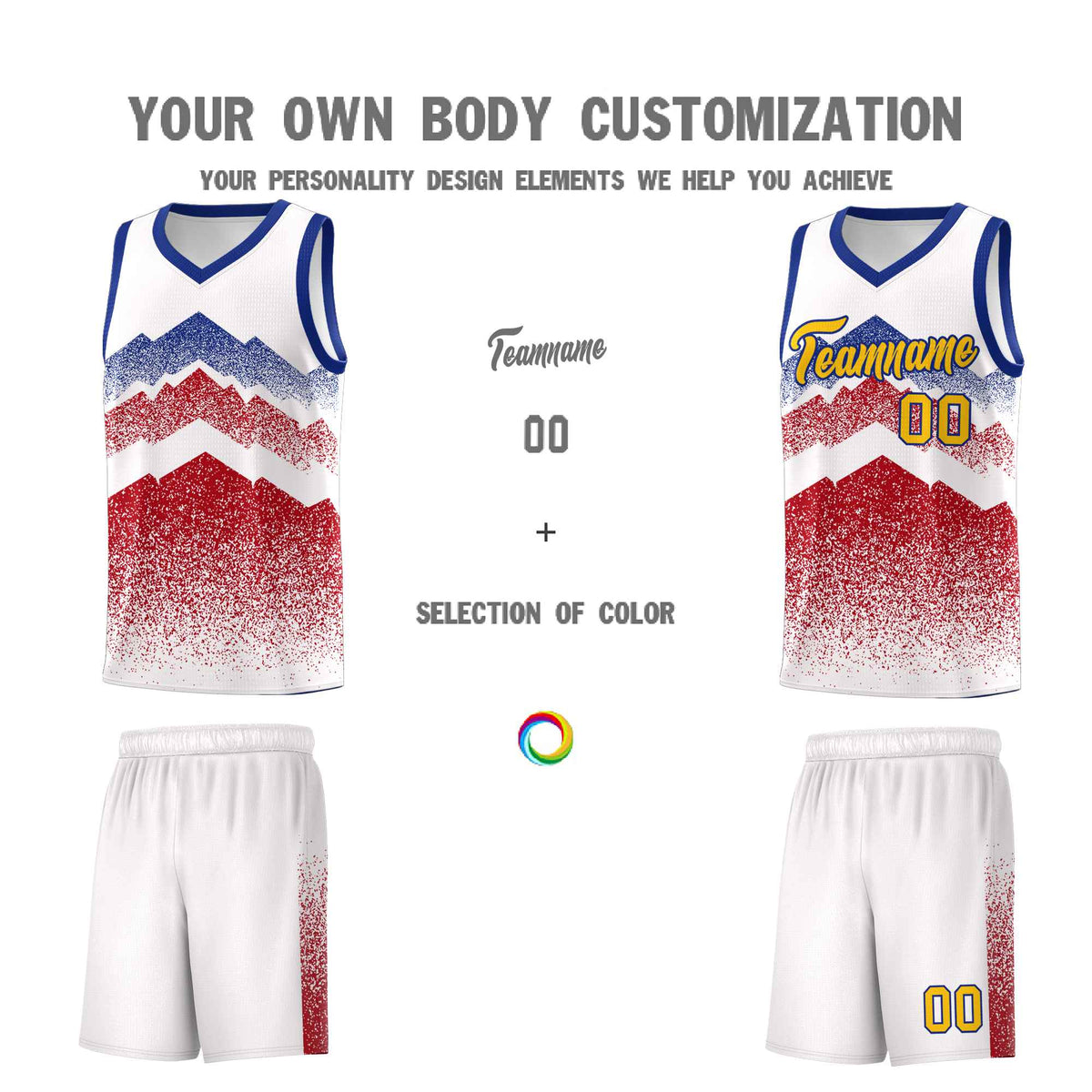 Custom Youth Basketball Jerseys White Red Gradient Mountain Design Uniforms
