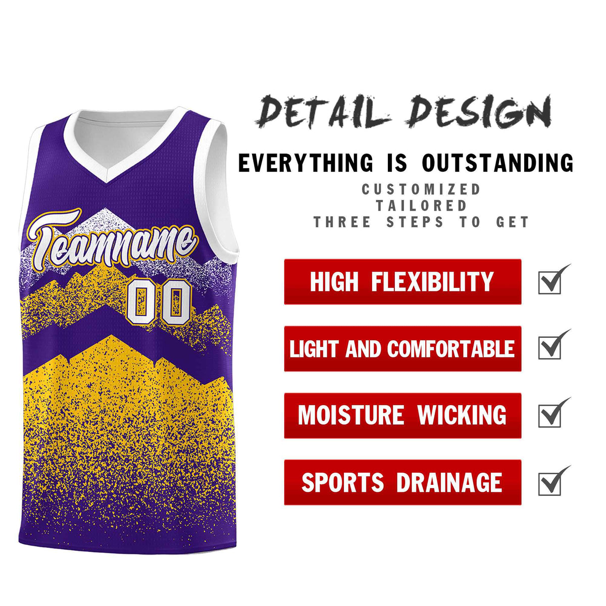 Personalized Youth Basketball Jerseys   Purple Gold Gradient Mountain Design Uniforms