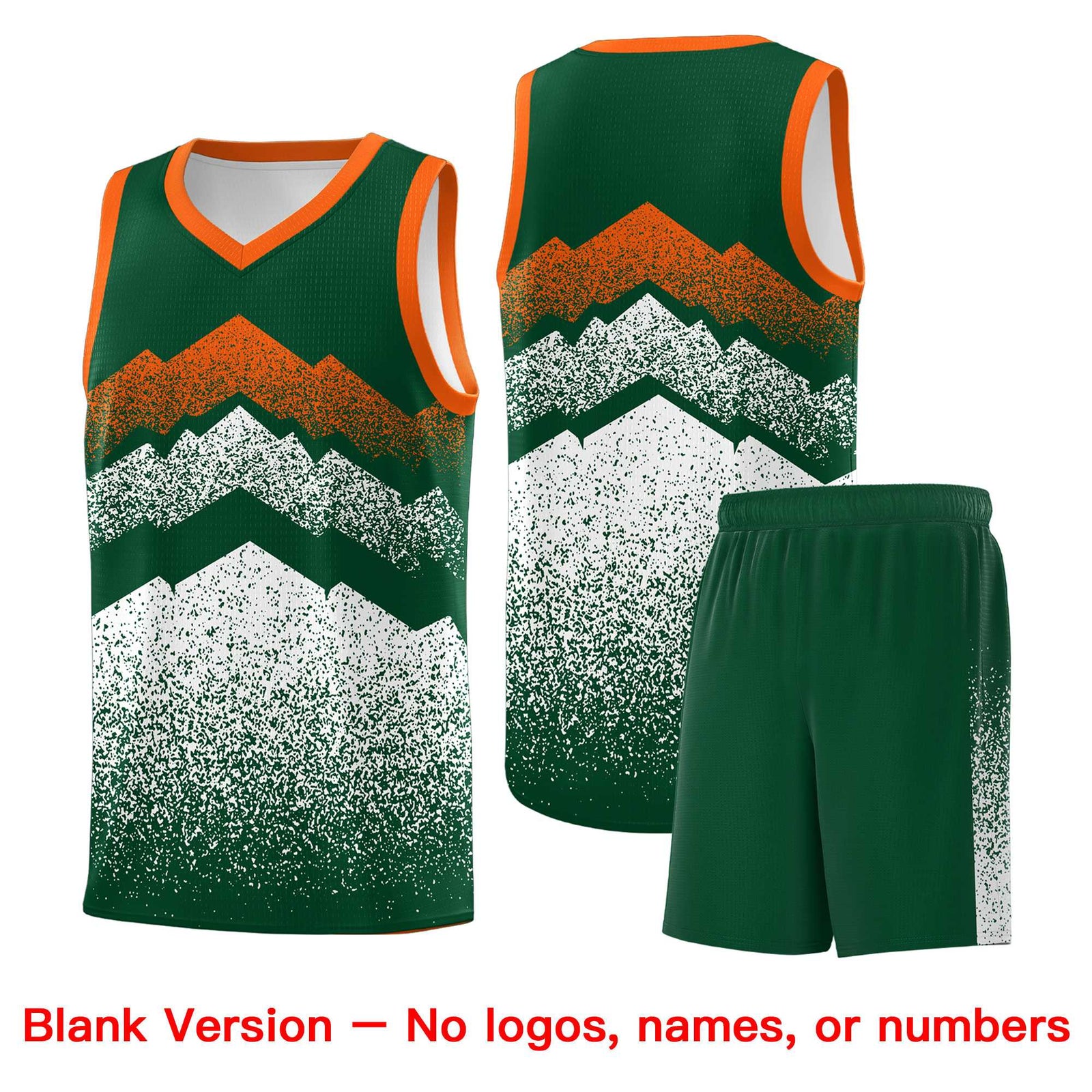Personalized Youth Basketball Jerseys   Green White Gradient Mountain Design Uniforms