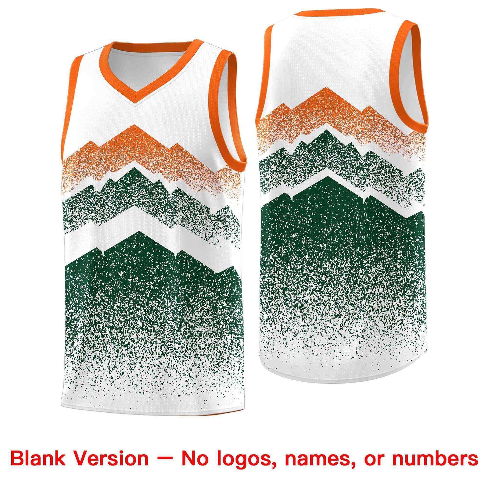 Custom Youth Basketball Jerseys White Green Gradient Mountain Design Uniforms