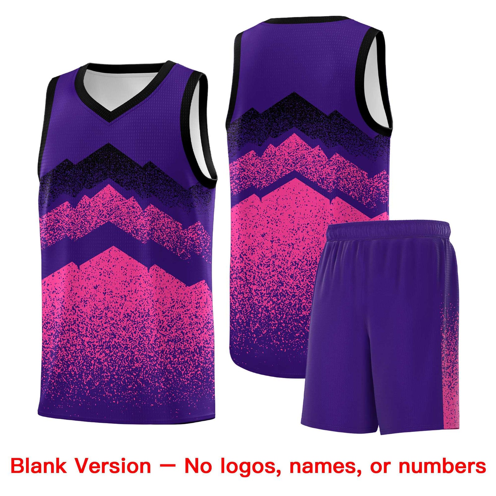 Custom Youth Basketball Jerseys Purple Pink Gradient Mountain Design Uniforms