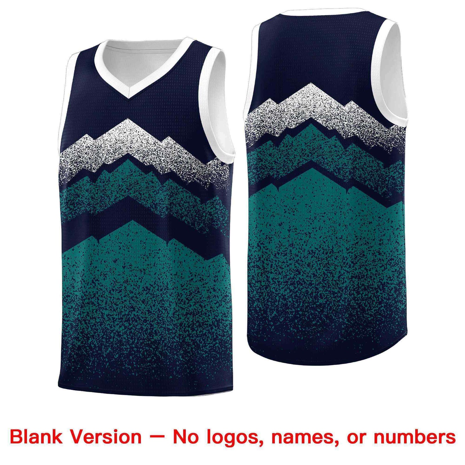 Custom Youth Basketball Jerseys Navy Teal Gradient Mountain Design Uniforms