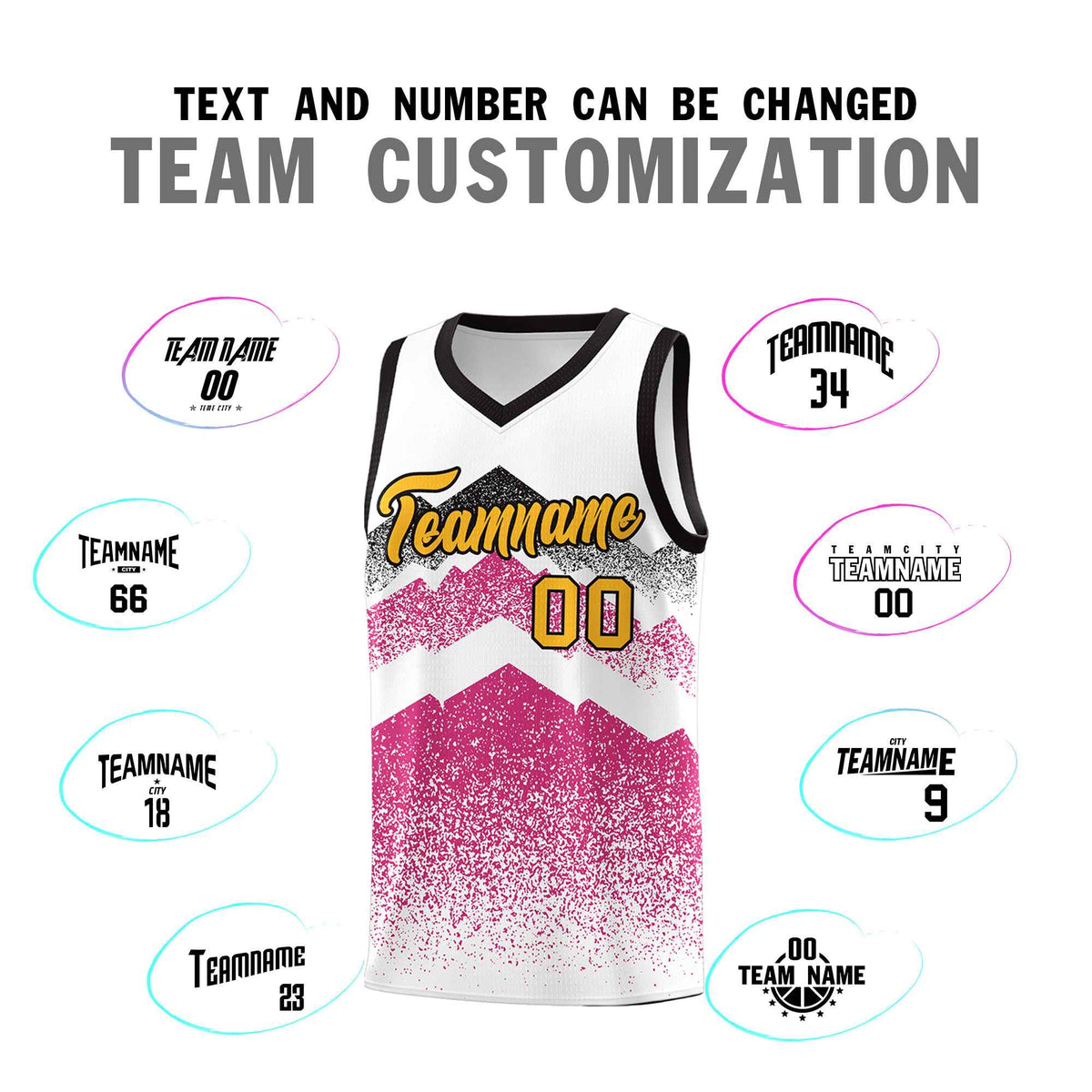 Personalized Youth Basketball Jerseys   White Rose Red Gradient Mountain Design Uniforms