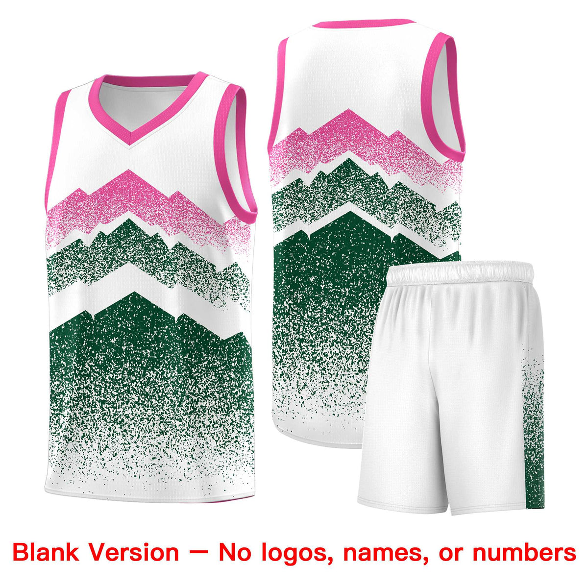 Custom Youth Basketball Jerseys White Green Gradient Mountain Design Uniforms