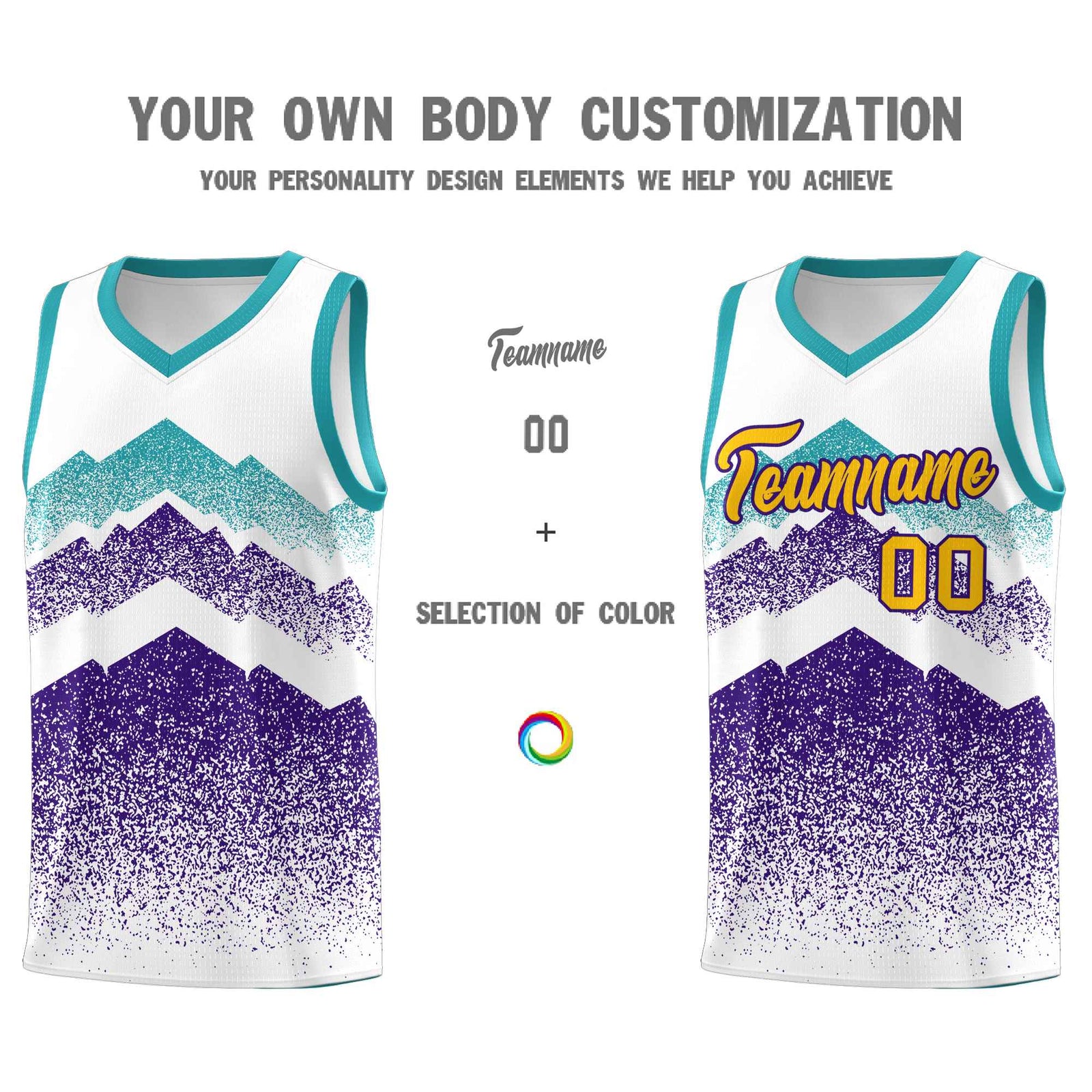 Custom Youth Basketball Jerseys White Purple Gradient Mountain Design Uniforms