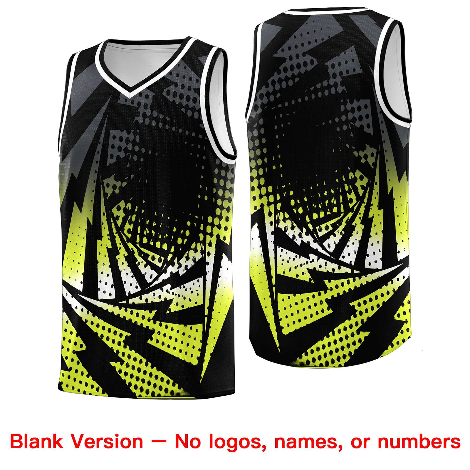 Custom Youth Basketball Jerseys Black Fluorescent Green Lightning Halftone Personalized Team Uniforms