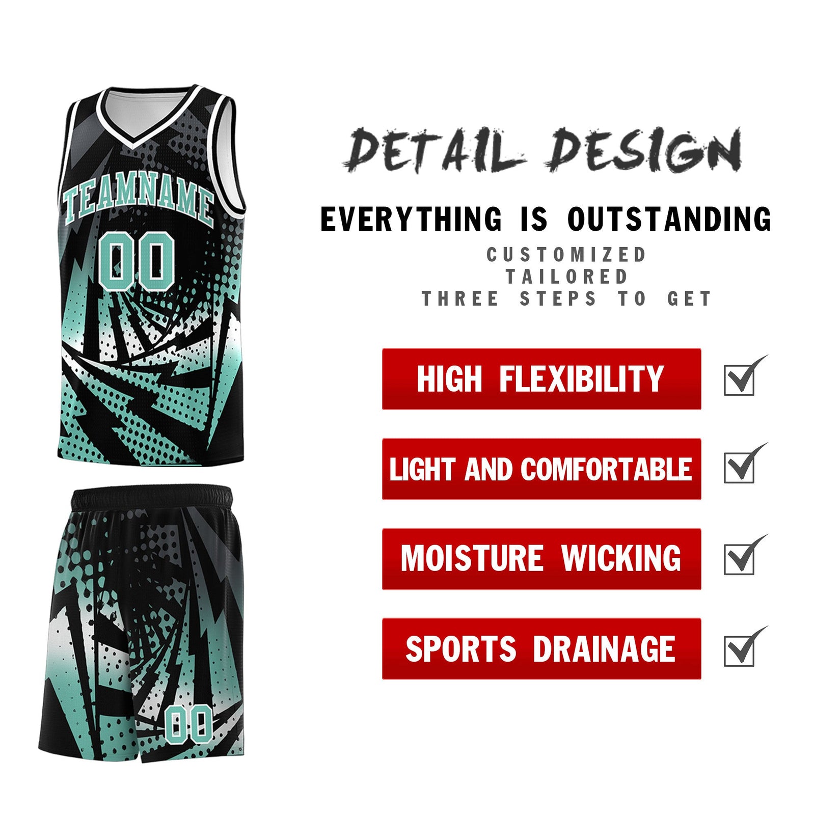 Custom Youth Basketball Jerseys Black Bright Green Lightning Halftone Personalized Team Uniforms