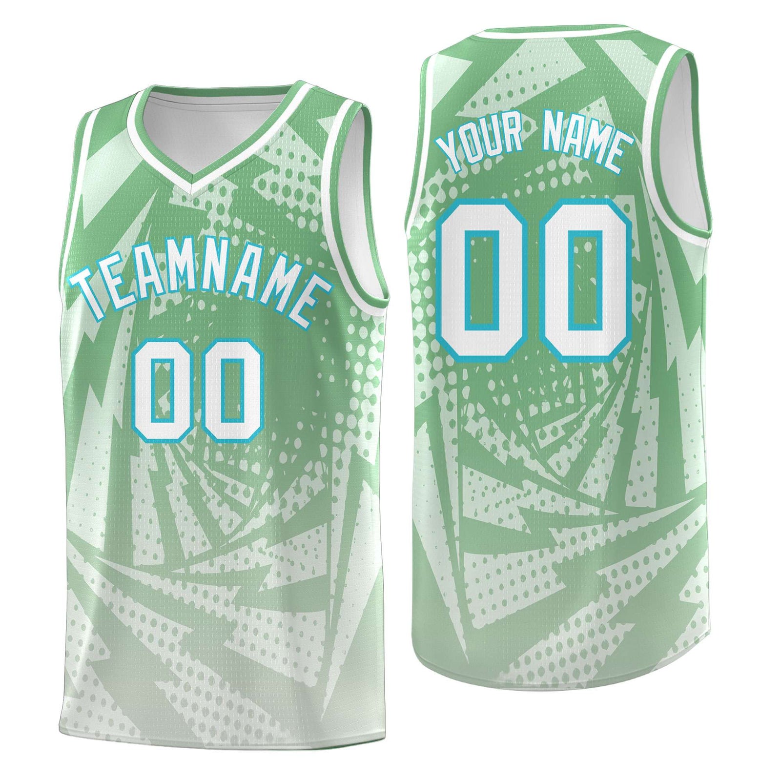 Custom Youth Basketball Jerseys Green Gray Lightning Halftone Personalized Team Uniforms