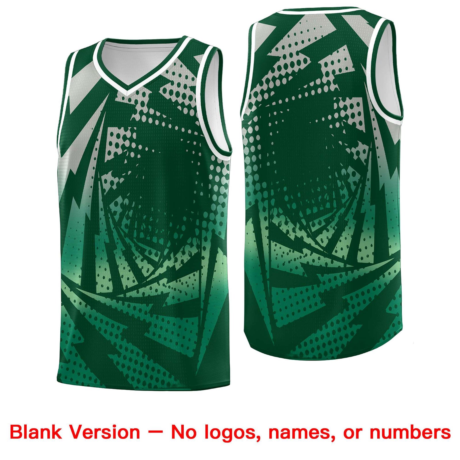 Custom Youth Basketball Jerseys Green Kelly Green Lightning Design Halftone Personalized Uniforms