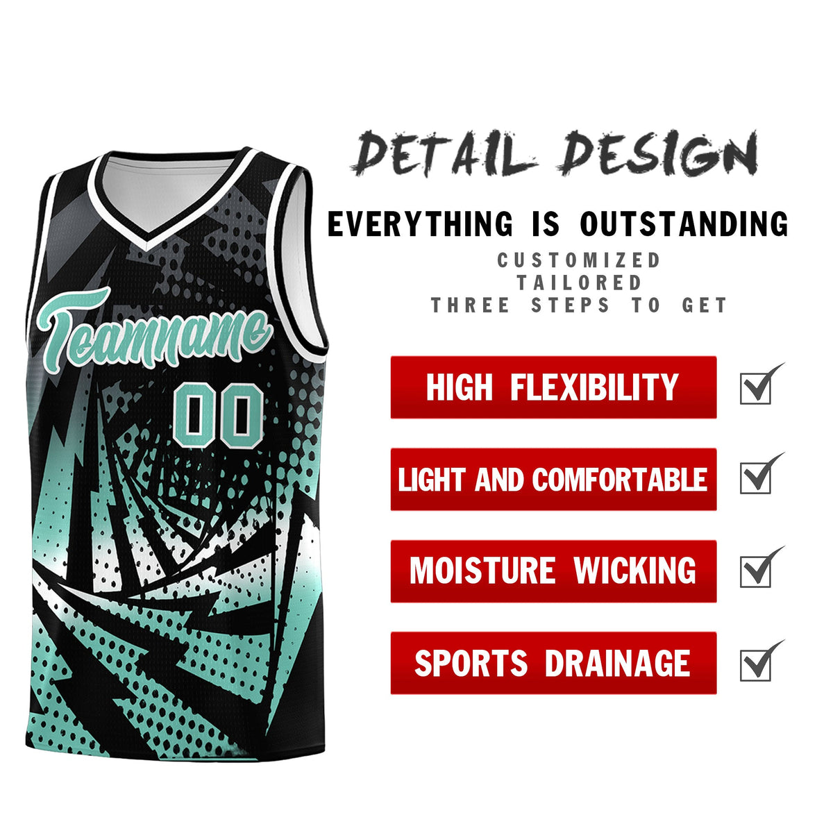 Custom Youth Basketball Jerseys Black Bright Green Lightning Halftone Personalized Team Uniforms