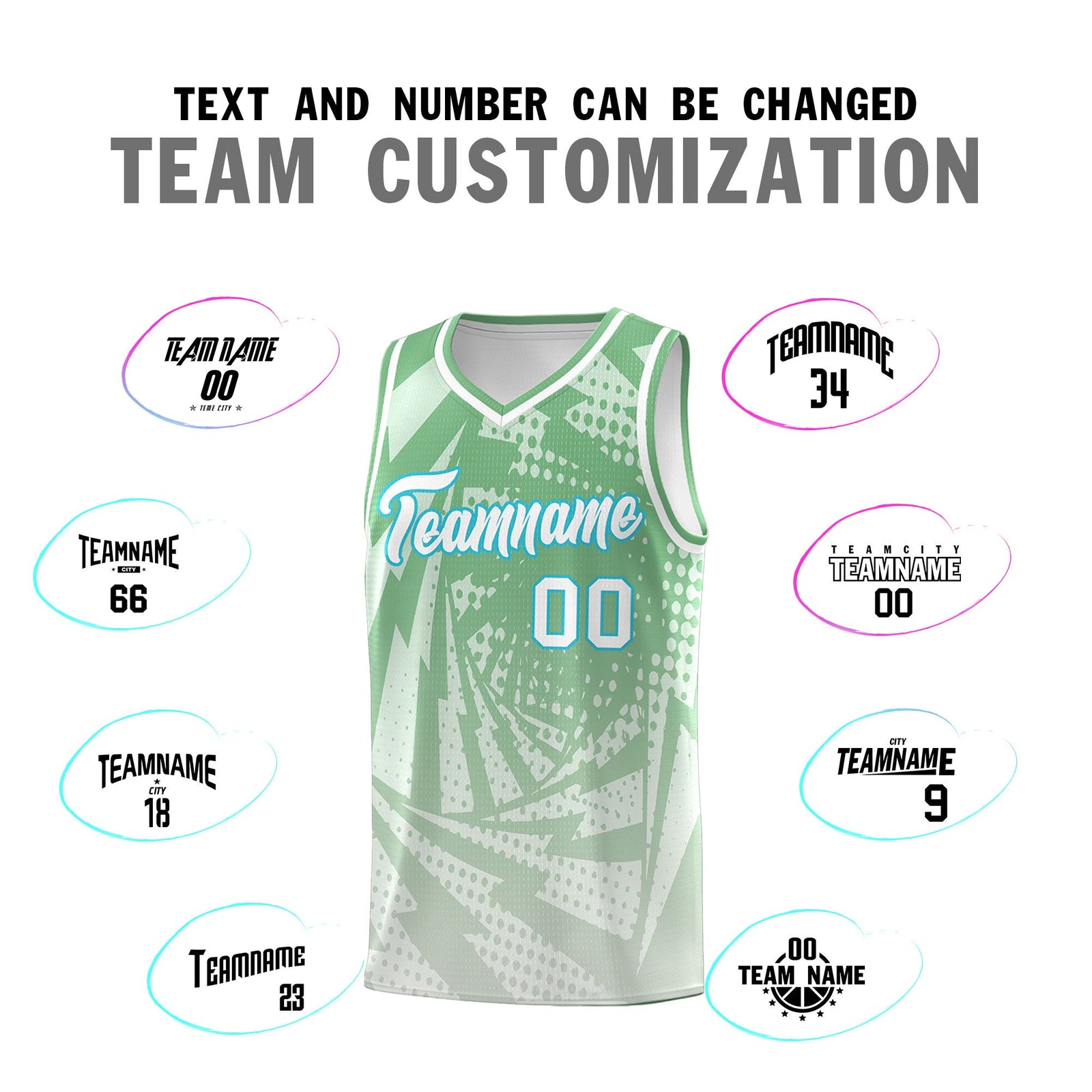 Custom Youth Basketball Jerseys Green Gray Lightning Halftone Personalized Team Uniforms