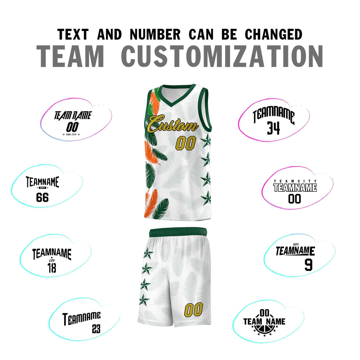 Custom Youth Basketball Jersey White Old Gold Feather Series Sports Uniform