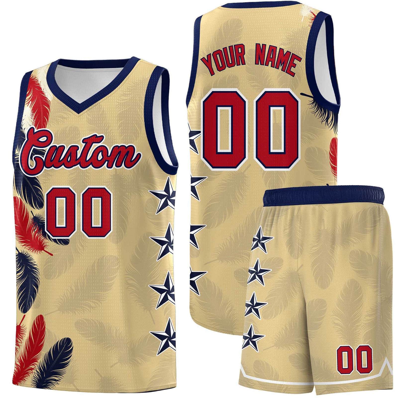 Custom Youth Basketball Jersey Khaki Red Feather Series Sports Uniform
