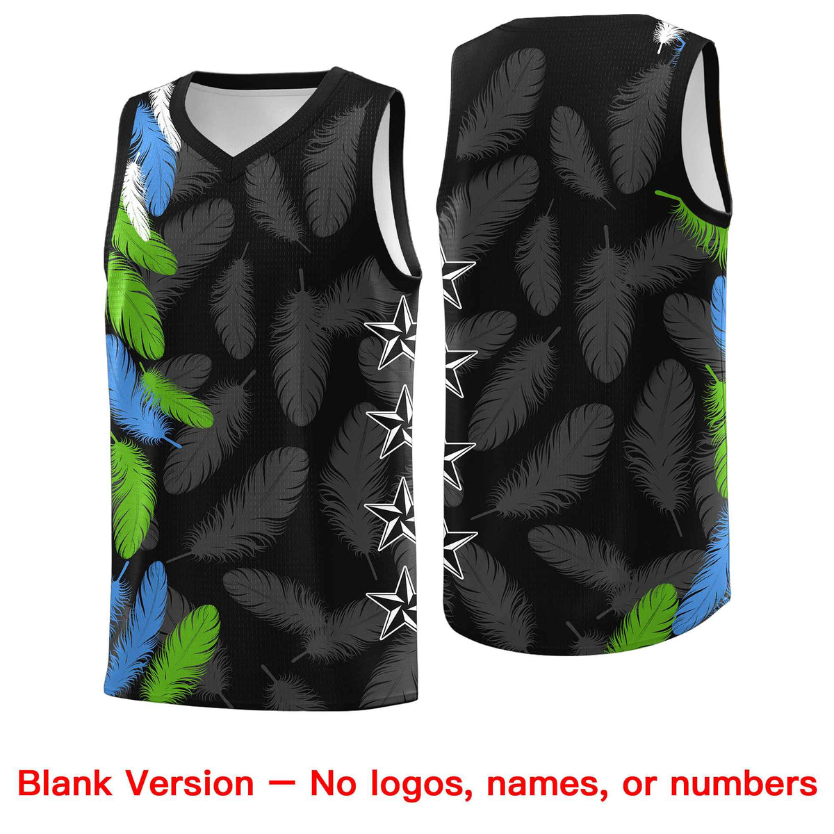 Custom Youth Basketball Jersey Black Powder Blue Feather Series Sports Uniform