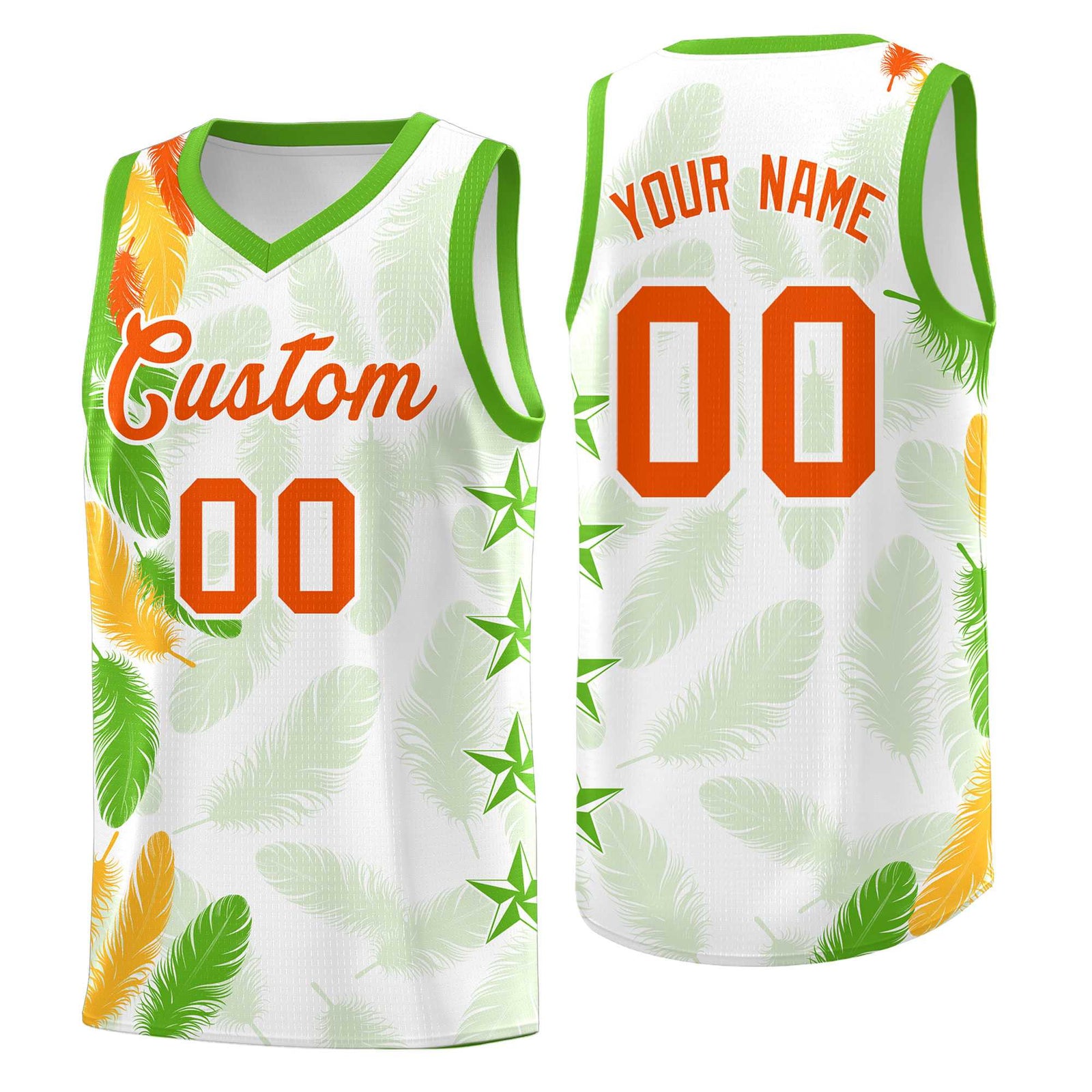 Custom Youth Basketball Jersey White Orange Feather Series Sports Uniform