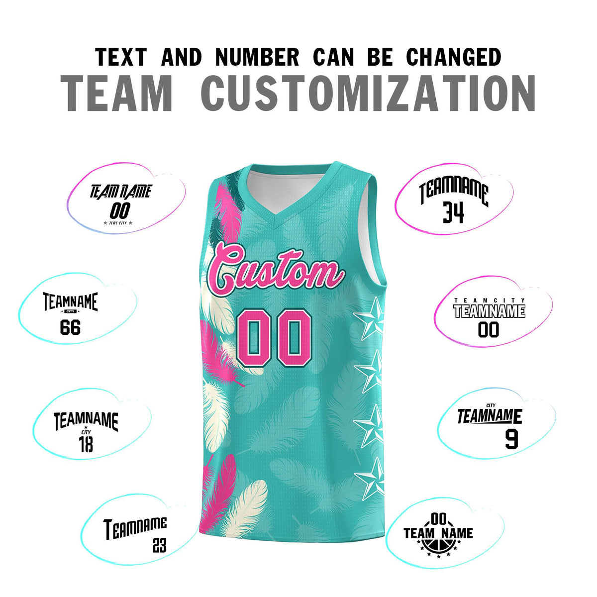 Custom Youth Basketball Jersey Bright Green Pink Feather Series Sports Uniform
