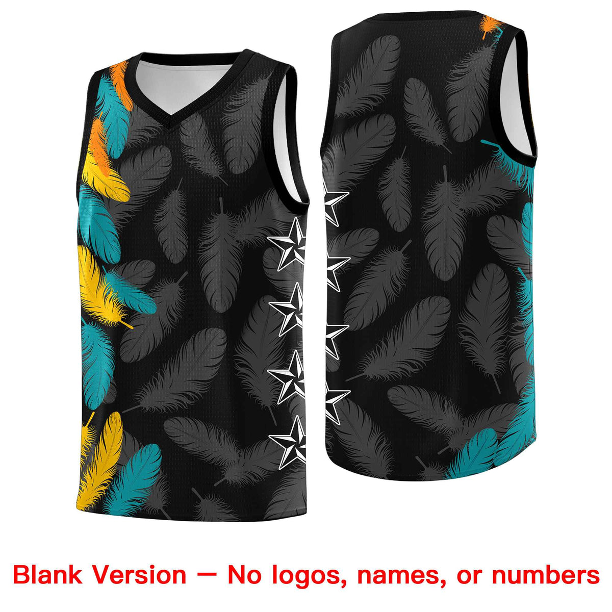 Custom Youth Basketball Jersey Black White Feather Series Sports Uniform