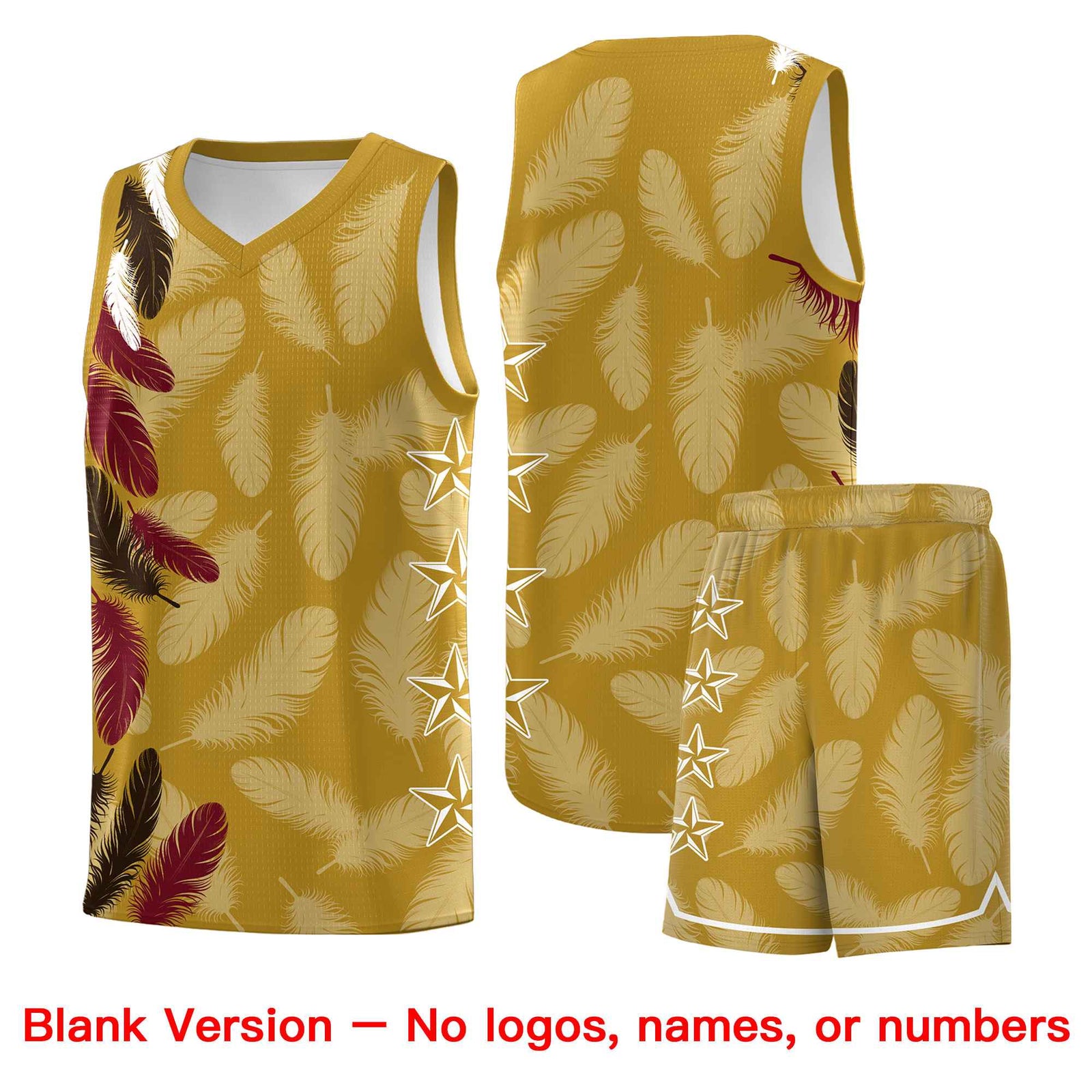 Custom Youth Basketball Jersey Old Gold Brown Feather Series Sports Uniform