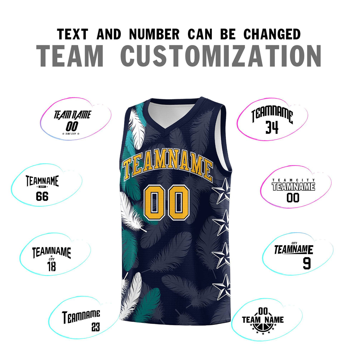 Custom Youth Basketball Jersey Navy Gold Feather Series Sports Uniform