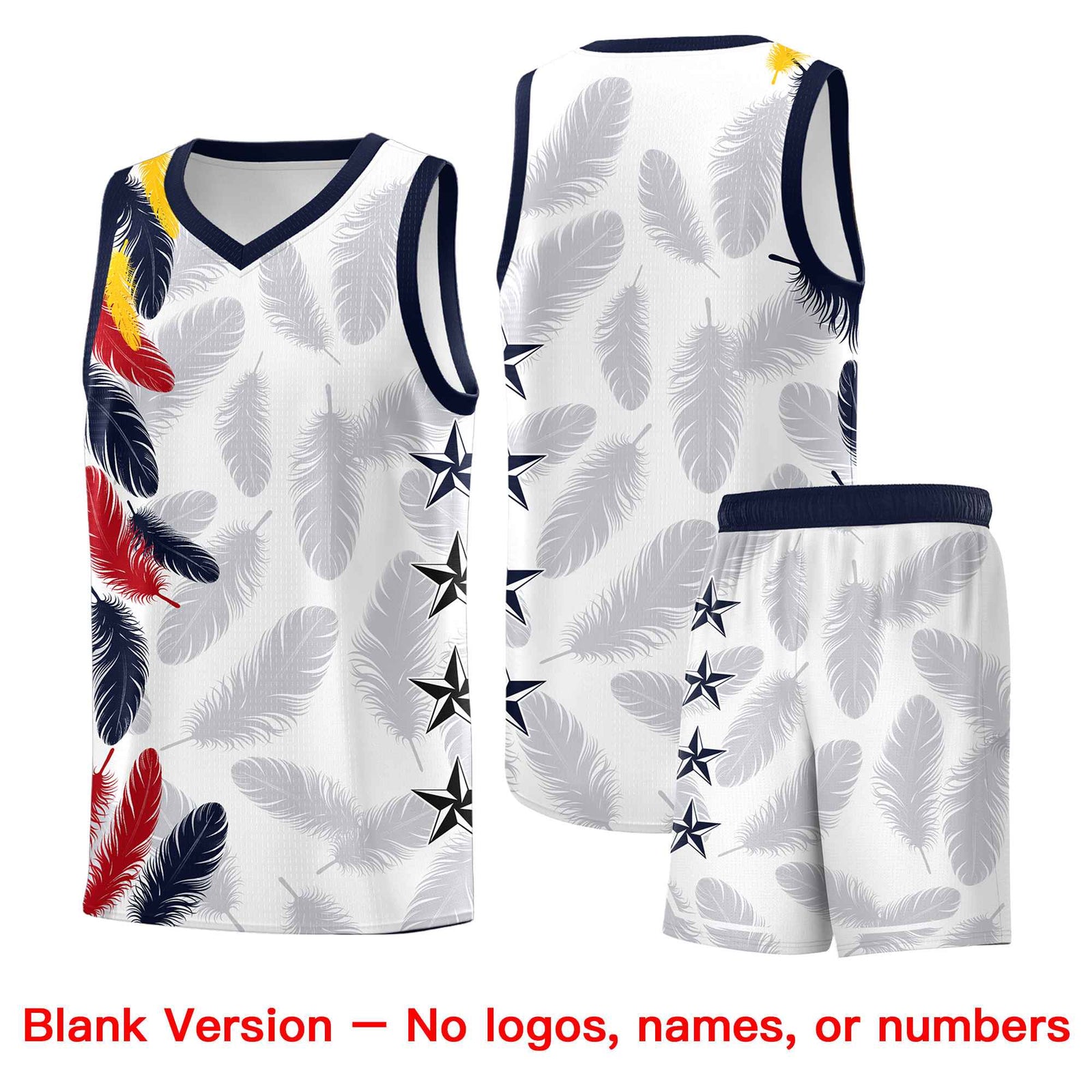Custom Youth Basketball Jersey White Gold Feather Series Sports Uniform