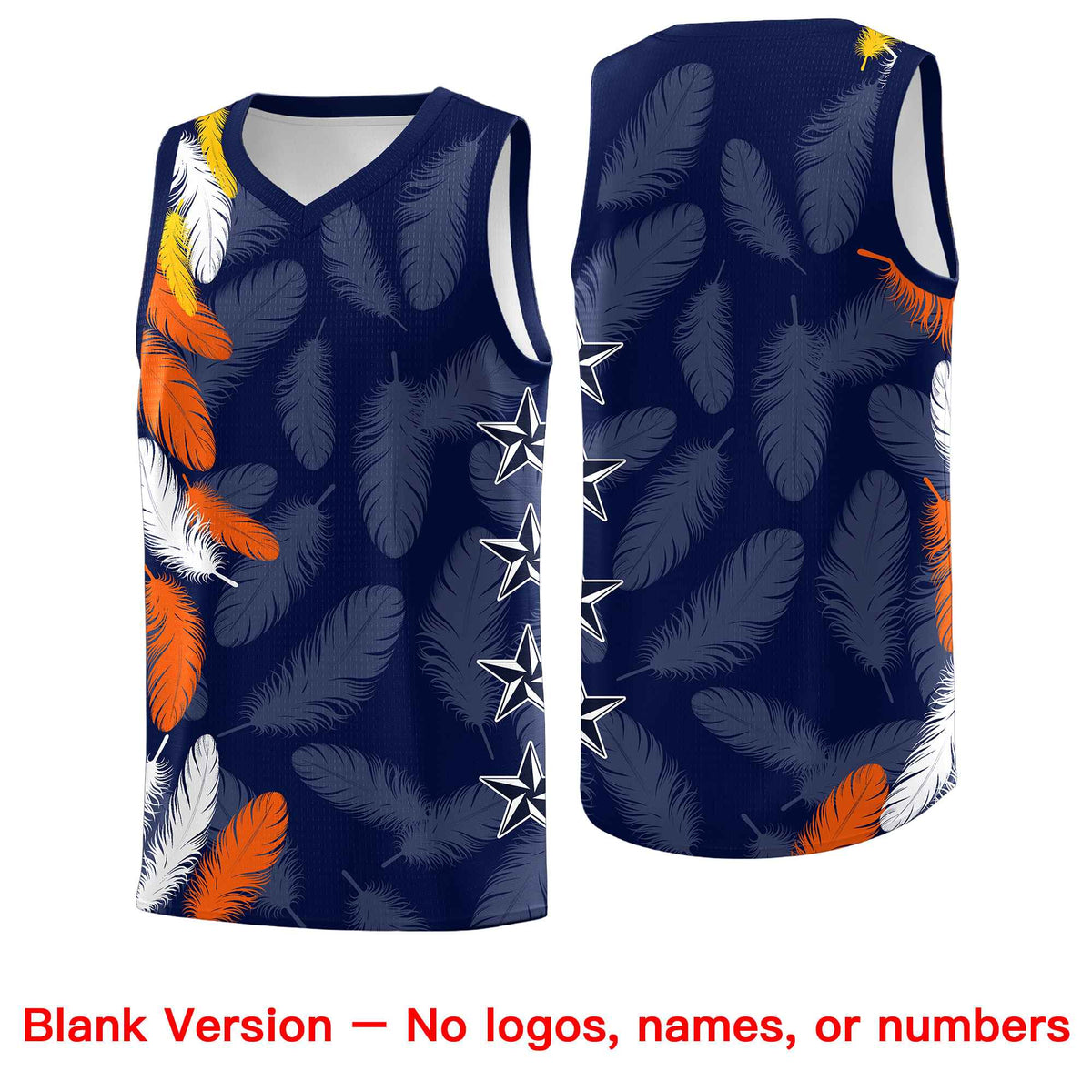 Custom Youth Basketball Jersey Navy Gold Feather Series Sports Uniform