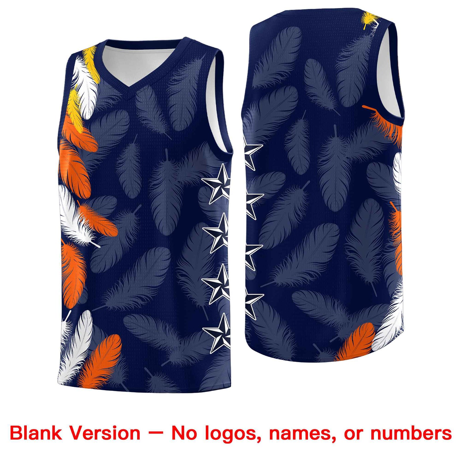 Custom Youth Basketball Jersey Navy Gold Feather Series Sports Uniform