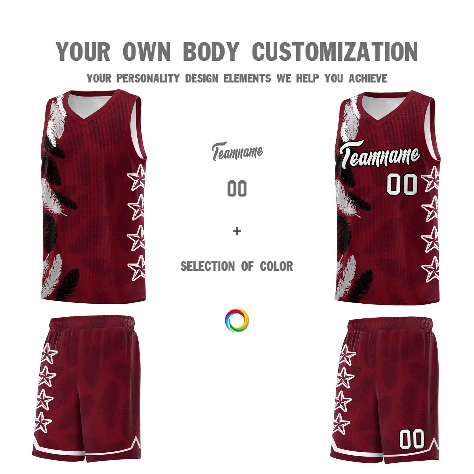 Custom Youth Basketball Jersey Maroon White Feather Series Sports Uniform