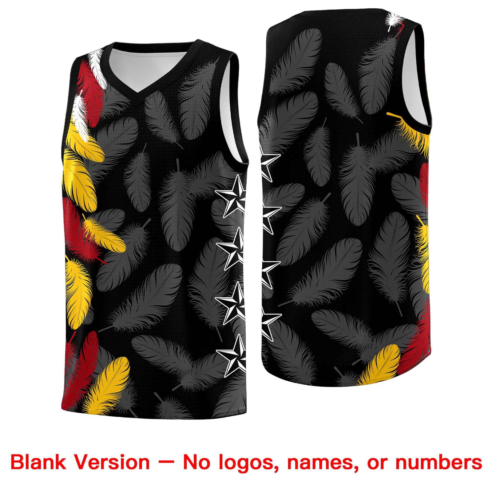 Custom Youth Basketball Jersey Black White Feather Series Sports Uniform