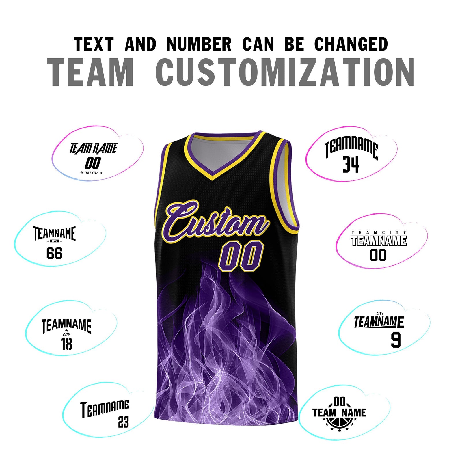 Custom Youth Basketball Jersey Black Gold Flame Design Personalized Team Uniform Set