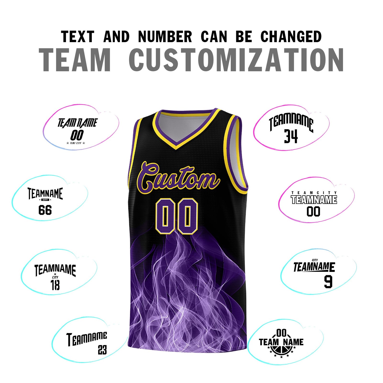 Custom Youth Basketball Jersey Black Gold Flame Design Personalized Team Uniform Set