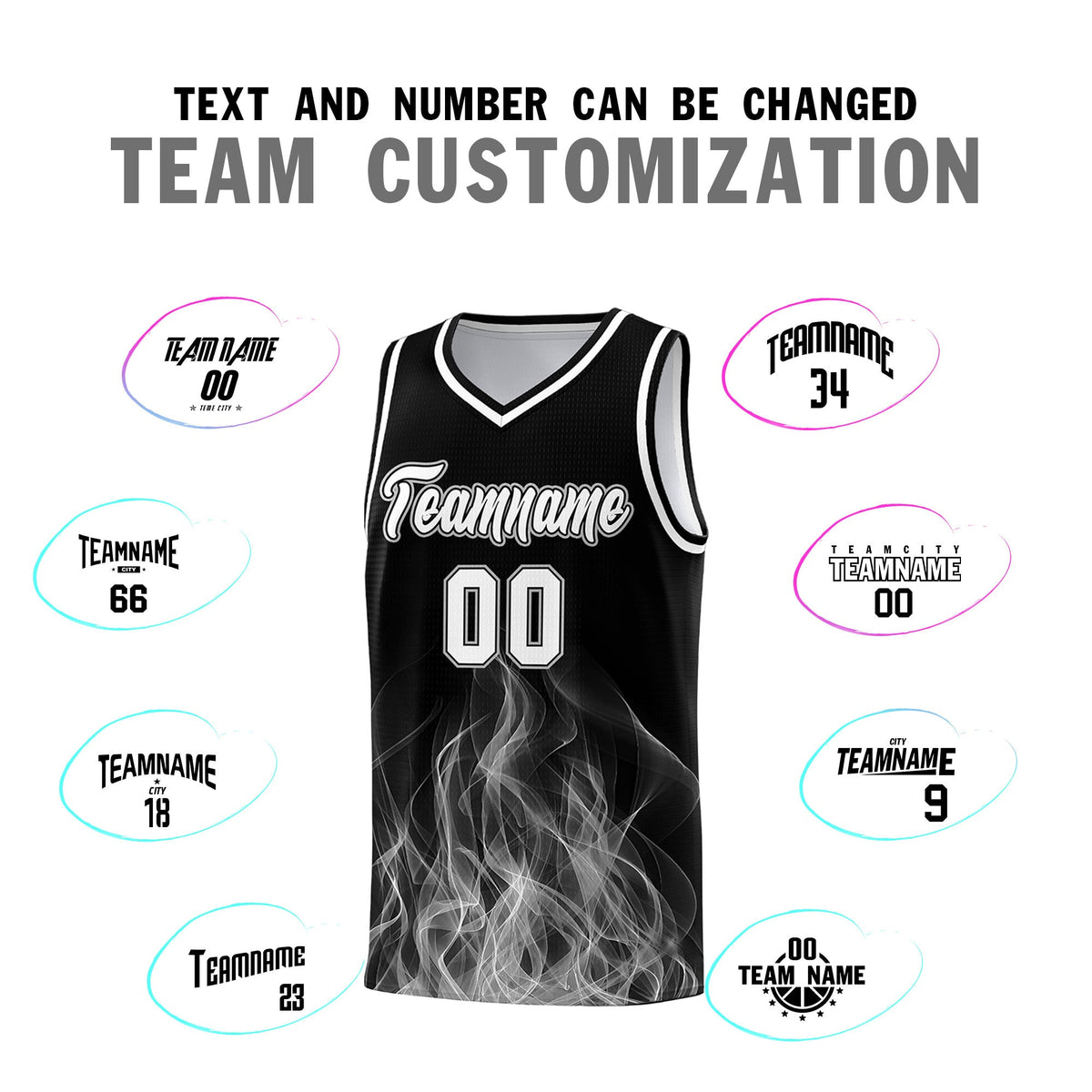 Custom Youth Basketball Jersey Black Gray Flame Fire Design Personalized Team Uniform Set