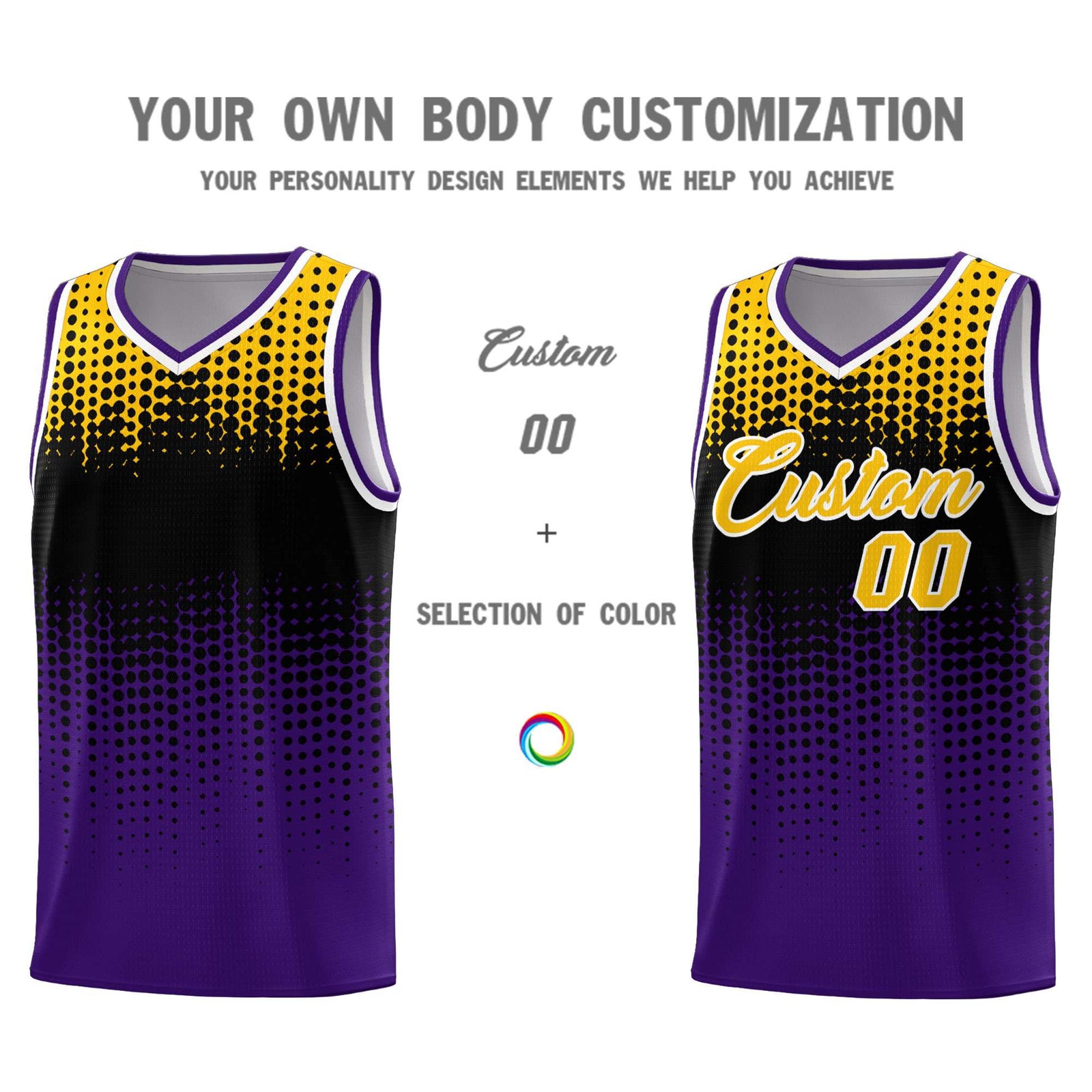 Custom Purple Gradient Dots Design Pattern Sports Uniform Basketball Jersey