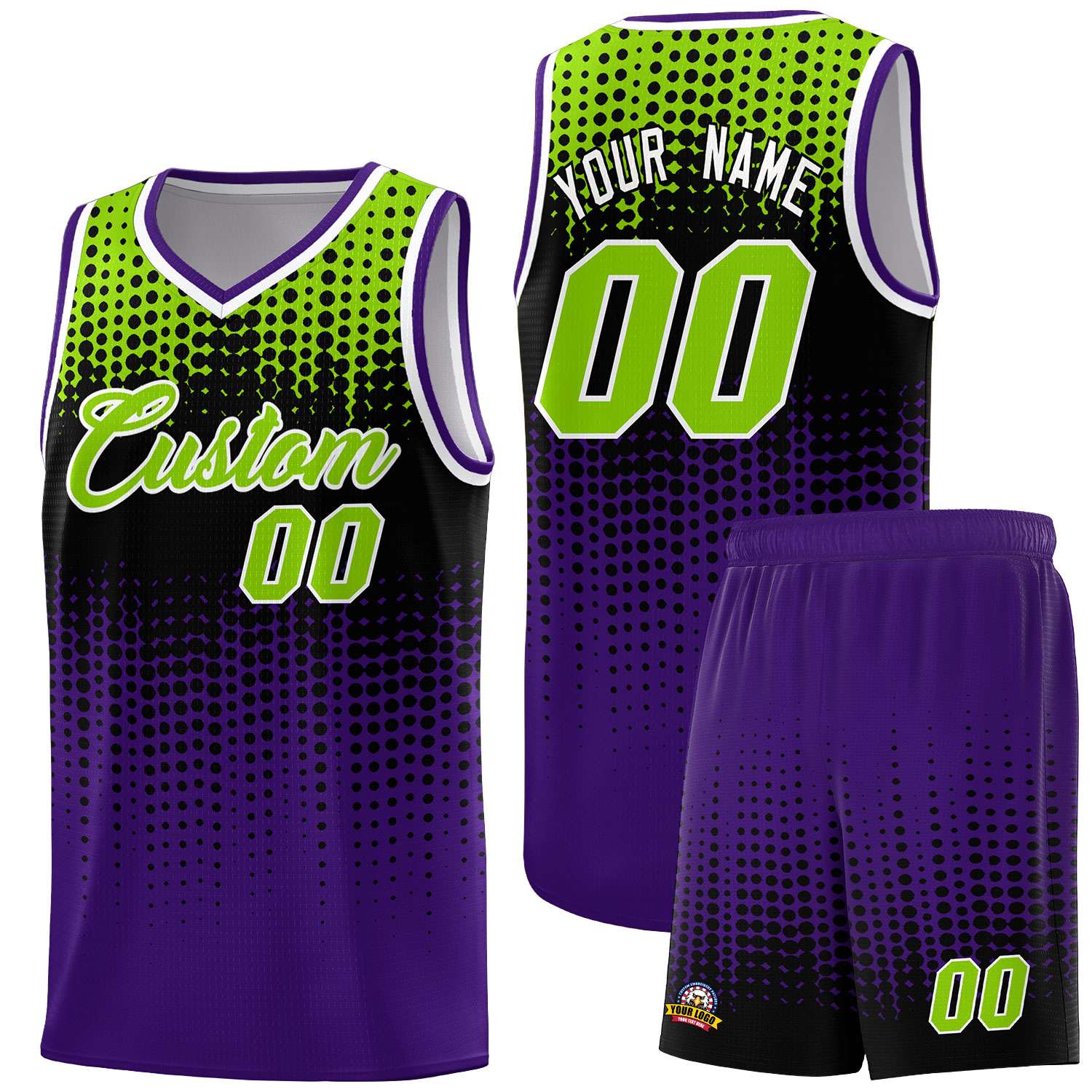 Custom Purple Gradient Dots Design Pattern Sports Uniform Basketball Jersey