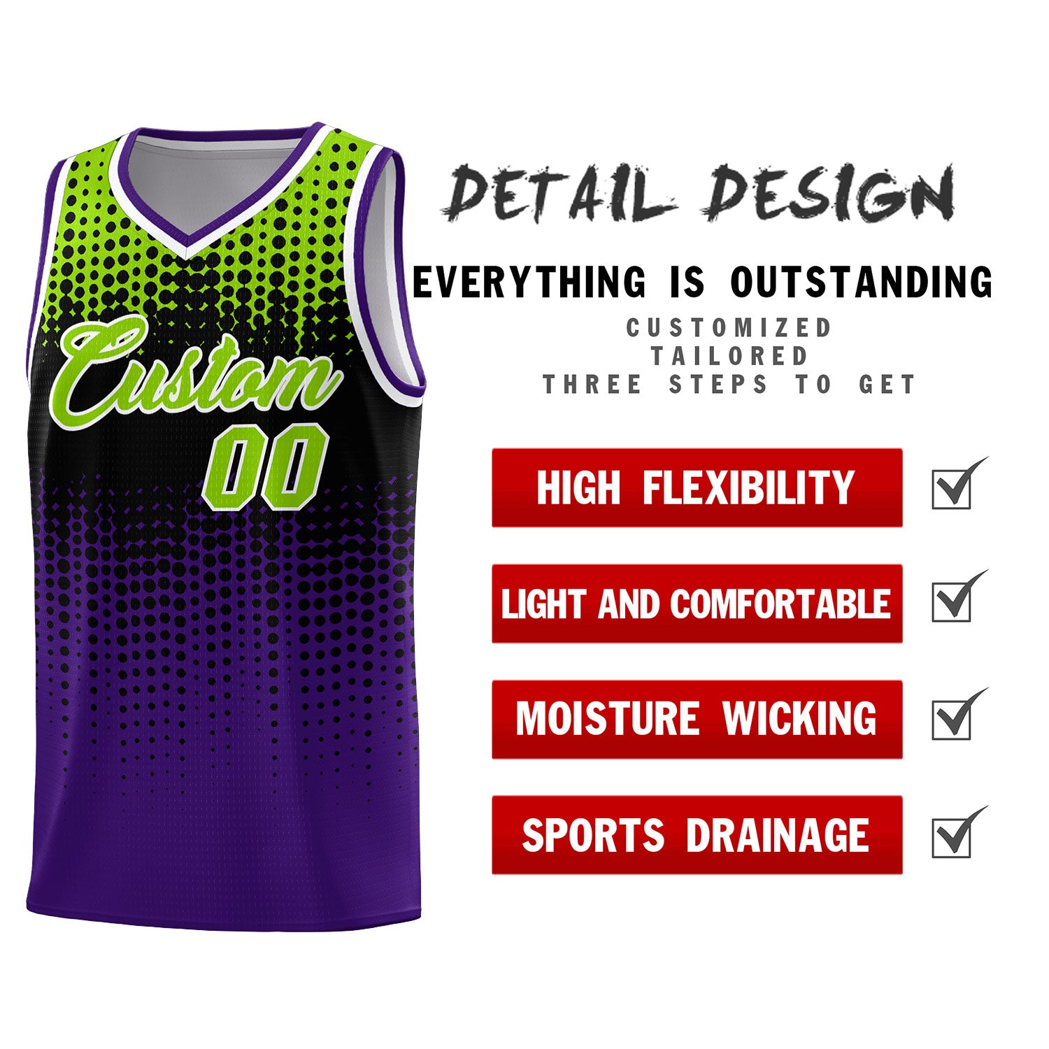 Custom Purple Gradient Dots Design Pattern Sports Uniform Basketball Jersey