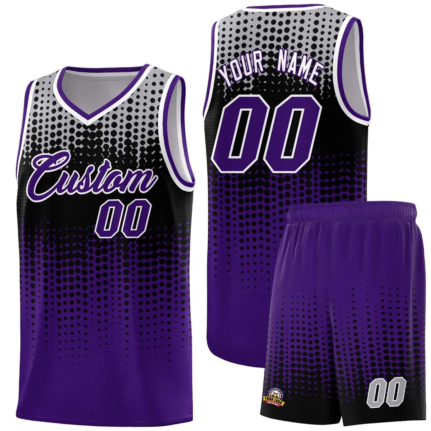 Custom Purple Gradient Dots Design Pattern Sports Uniform Basketball Jersey