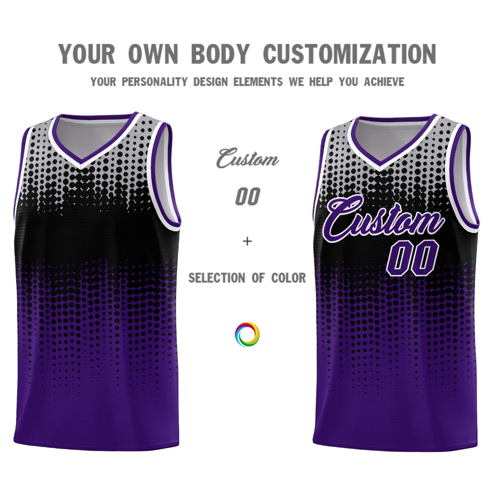 Custom Purple Gradient Dots Design Pattern Sports Uniform Basketball Jersey