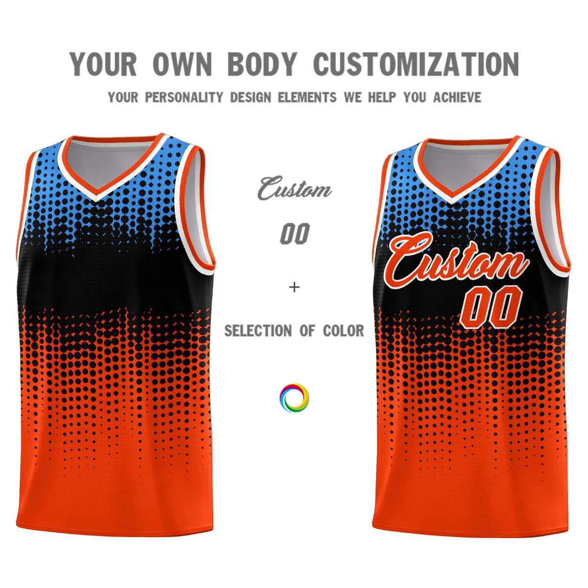 Custom Orange Gradient Dots Design Pattern Sports Uniform Basketball Jersey